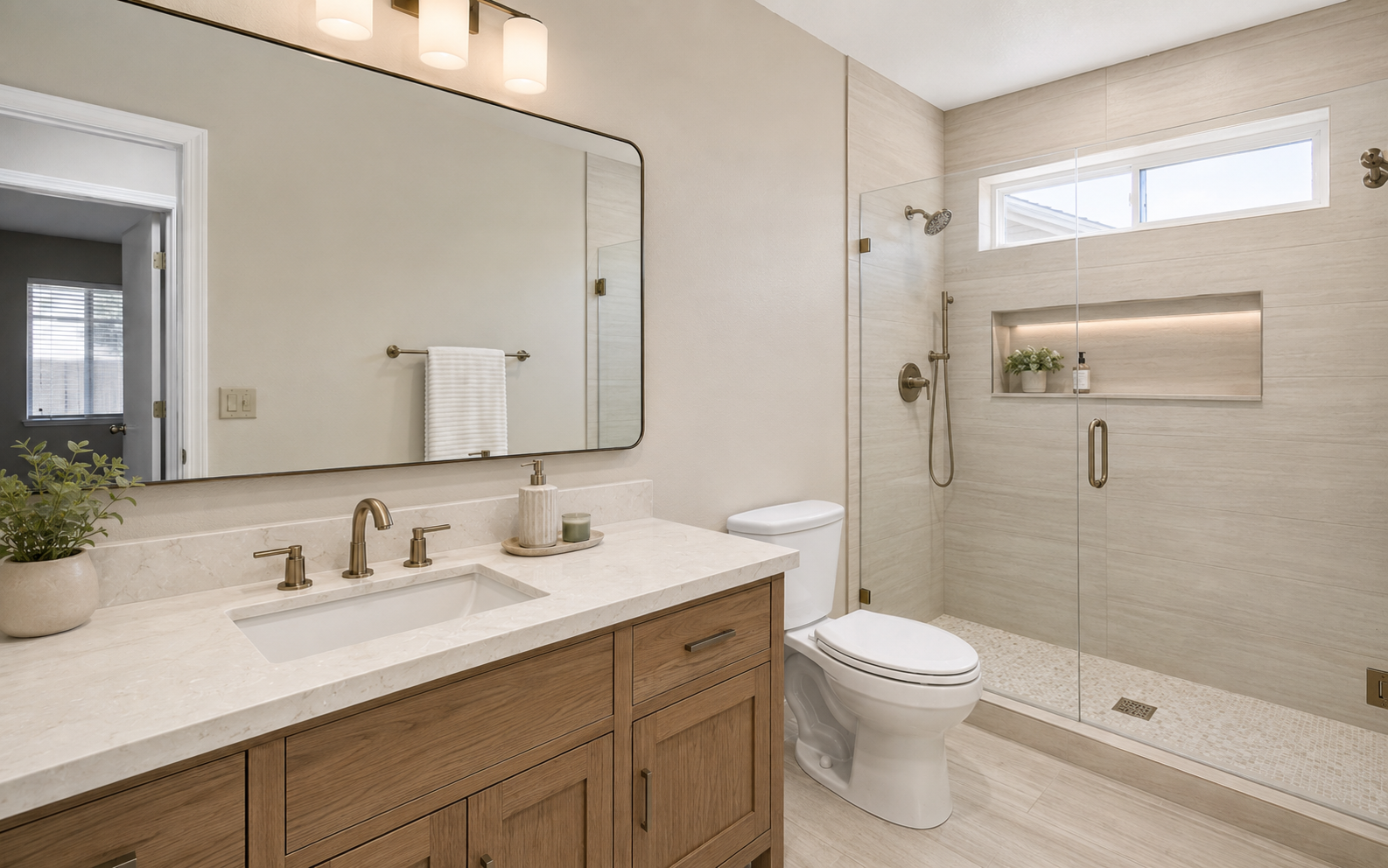 Bathroom remodeling after remodeling concept